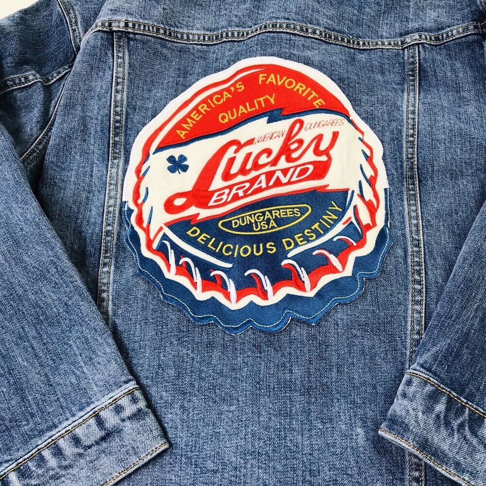 Lucky Brand Totally Lucky Boyfriend Women's Size Large Denim Trucker Jacket